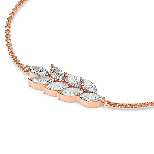 4 Prong Marquise Rose Gold Leaf Diamond Bracelets