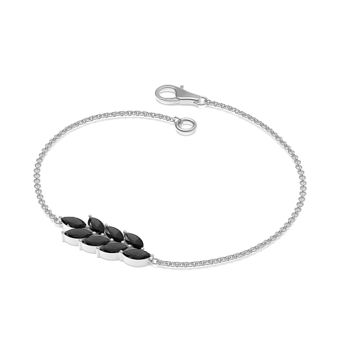 4 Prong Marquise Leaf Black Delicate Diamond Bracelets