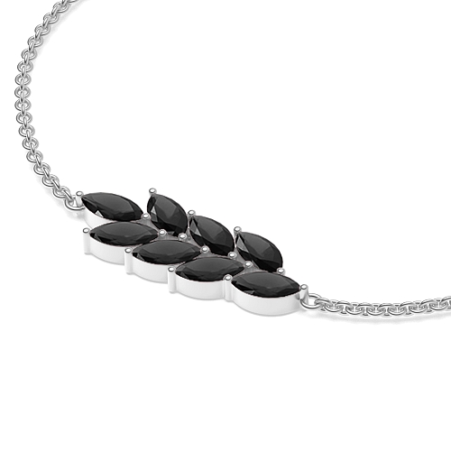 4 Prong Marquise Leaf Black Delicate Diamond Bracelets