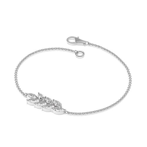 4 Prong Marquise Silver leaf Designer Bracelet