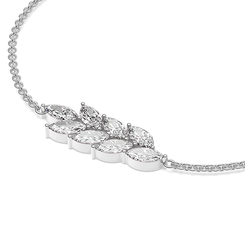 4 Prong Marquise Silver leaf Designer Bracelet