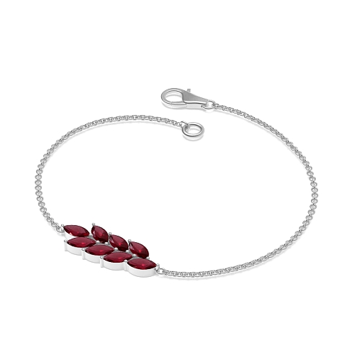 4 Prong Marquise Leaf Ruby Friendship Diamond Bracelets