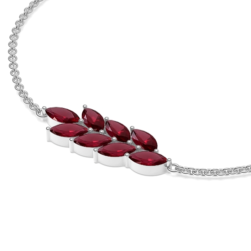 4 Prong Marquise Leaf Ruby Friendship Diamond Bracelets
