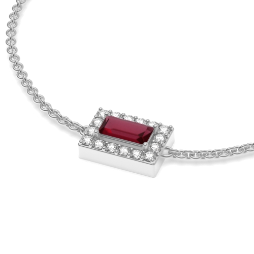 4 Prong Baguette RadiantArc Ruby Designer Bracelet