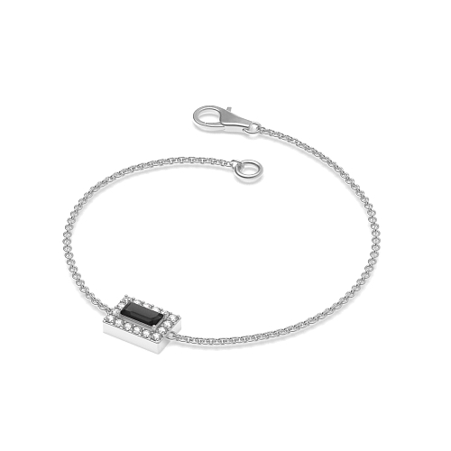 4 Prong Baguette Radiantarc Black Delicate Diamond Bracelets