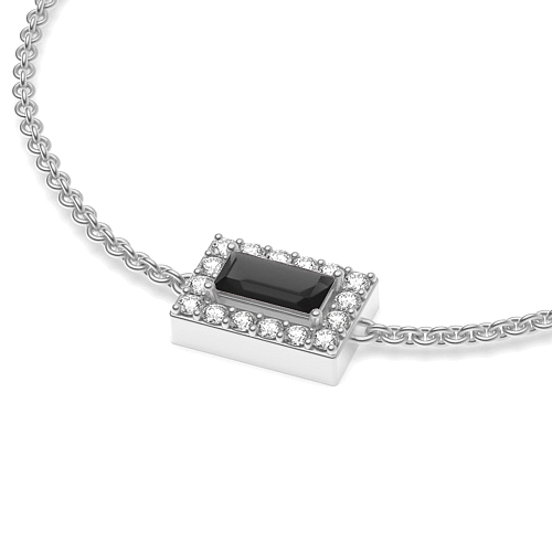 4 Prong Baguette Radiantarc Black Delicate Diamond Bracelets