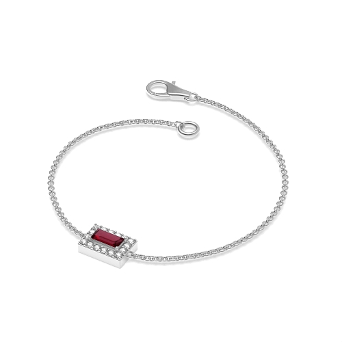 4 Prong Baguette Radiantarc Ruby Friendship Diamond Bracelets