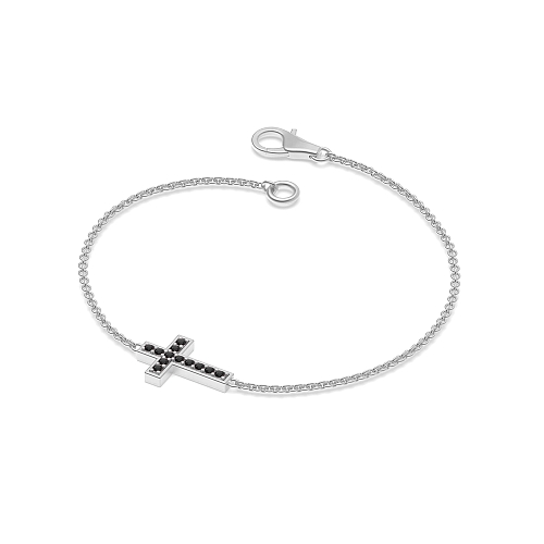 Pave Setting Round Cross Black Delicate Diamond Bracelets