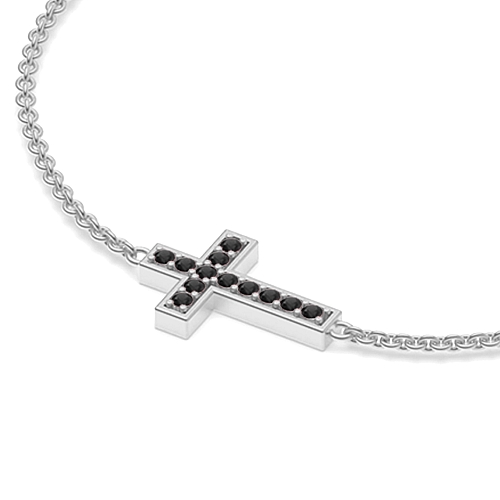 Pave Setting Round Cross Black Delicate Diamond Bracelets