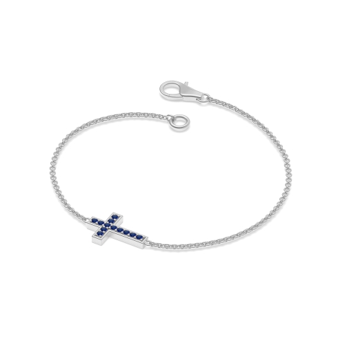 Pave Setting Round cross Blue Sapphire Designer Bracelet