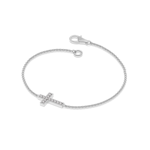 Pave Setting Round White Gold cross Designer Bracelet