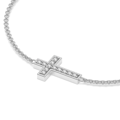 Pave Setting Round Silver cross Designer Bracelet