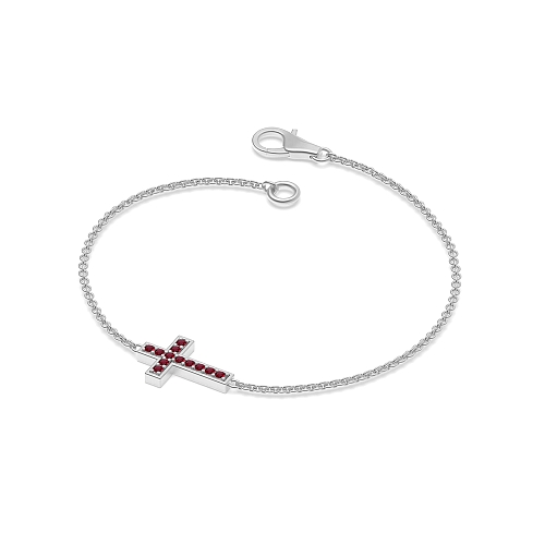 Pave Setting Round Cross Ruby Friendship Diamond Bracelets