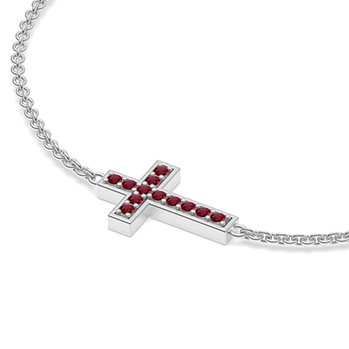 Pave Setting Round Cross Ruby Friendship Diamond Bracelets