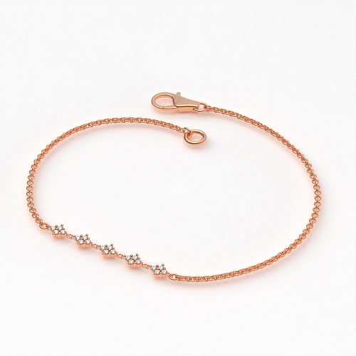 4 Prong Round Rose Gold Glimmer Diamond Bracelets