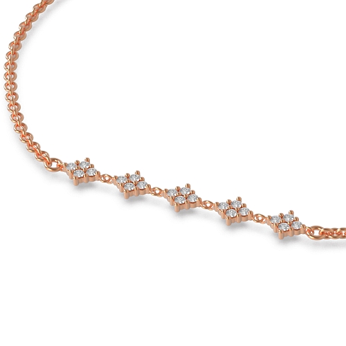 4 Prong Round Rose Gold Glimmer Diamond Bracelets