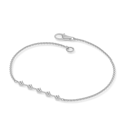 4 Prong Round White Gold Glimmer Designer Bracelet