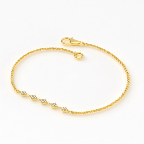 4 Prong Round Yellow Gold Glimmer Designer Bracelet