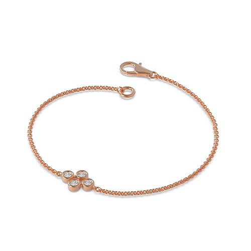 Bezel Setting Round Rose Gold Flower Diamond Bracelets