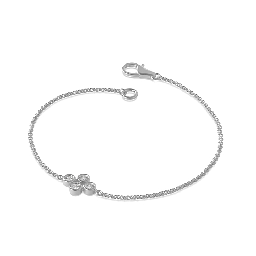 Bezel Setting Round White Gold flower Designer Bracelet