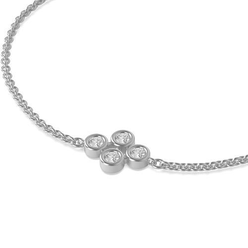 Bezel Setting Round Silver flower Designer Bracelet