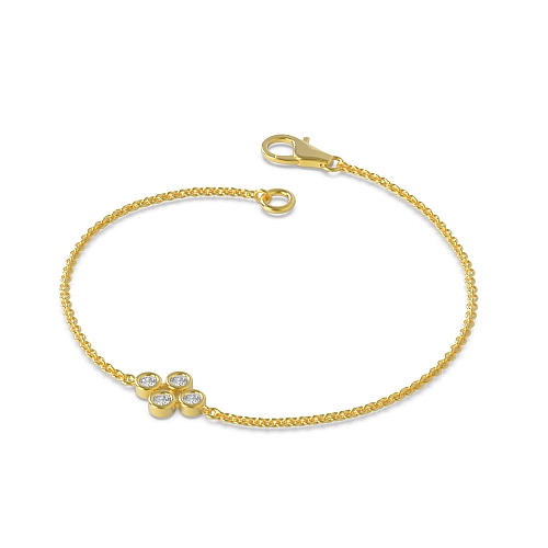 Bezel Setting Round Yellow Gold flower Designer Bracelet