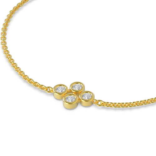 Bezel Setting Round Yellow Gold flower Designer Bracelet