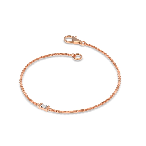 Channel Setting Baguette Rose Gold Bar set Diamond Bracelets
