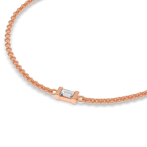 Channel Setting Baguette Rose Gold Bar set Diamond Bracelets
