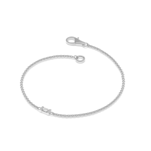 Channel Setting Baguette White Gold bar set Designer Bracelet