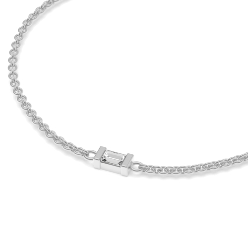 Channel Setting Baguette Silver bar set Designer Bracelet