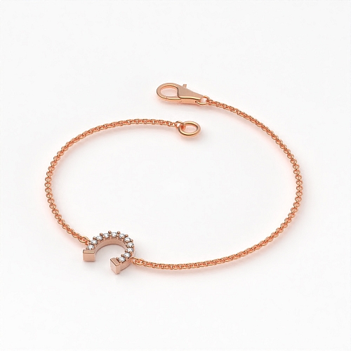 Pave Setting Round Rose Gold Shoe horse Diamond Bracelets