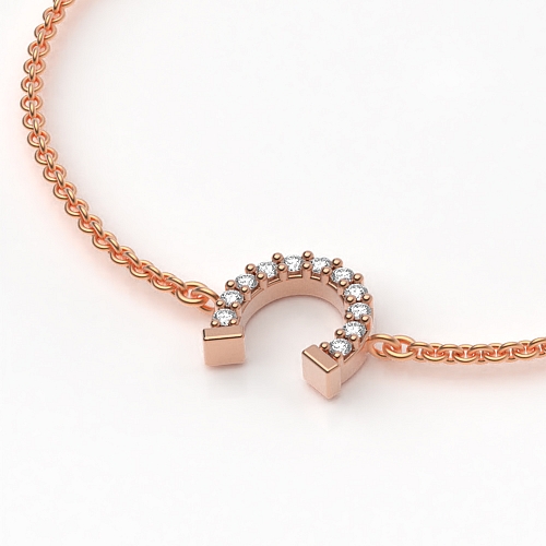 Pave Setting Round Rose Gold Shoe horse Diamond Bracelets