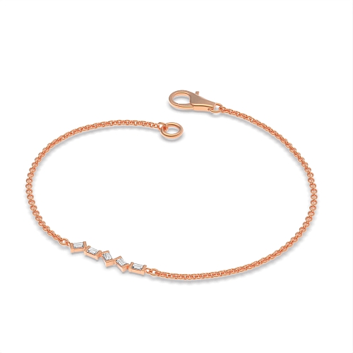 Channel Setting Baguette Rose Gold 5 stone bar set Diamond Bracelets
