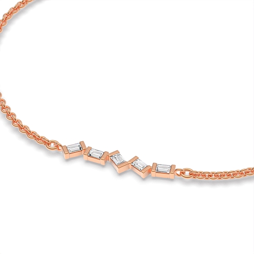 Channel Setting Baguette Rose Gold 5 stone bar set Diamond Bracelets