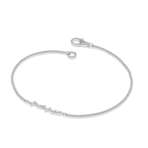 Channel Setting Baguette Silver bar set Designer Bracelet