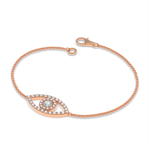 4 Prong Round Rose Gold Devil eye link Delicate Diamond Bracelets