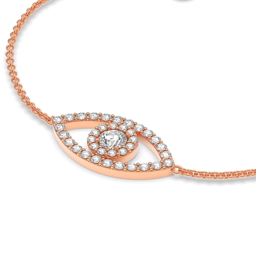 4 Prong Round Rose Gold Devil eye link Delicate Diamond Bracelets