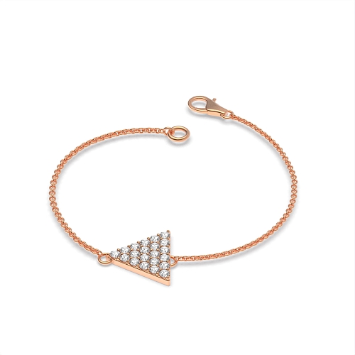 4 Prong Round Rose Gold Triangle disc chain Diamond Bracelets