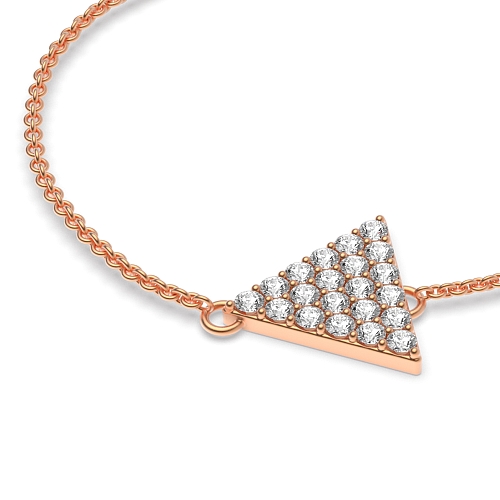 4 Prong Round Rose Gold Triangle disc chain Diamond Bracelets