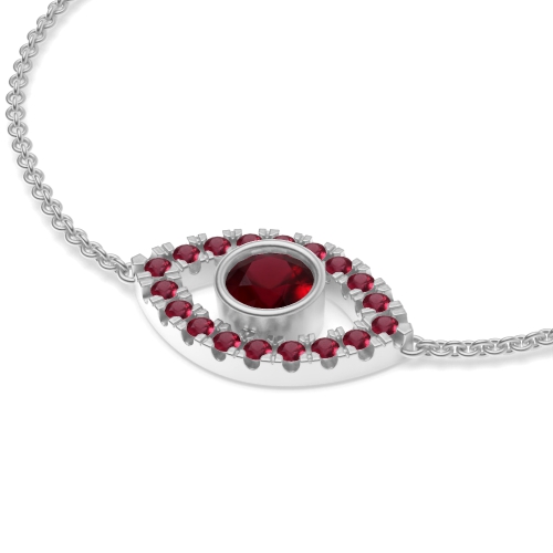Bezel Setting Round Devil Eye Chain Ruby Designer Bracelet