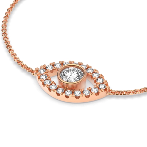 Bezel Setting Round Rose Gold Evil Eye Delicate Diamond Bracelets