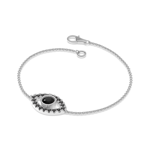 Bezel Setting Round Evil Eye Black Delicate Diamond Bracelets