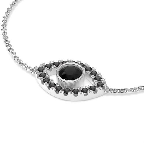 Bezel Setting Round Evil Eye Black Delicate Diamond Bracelets