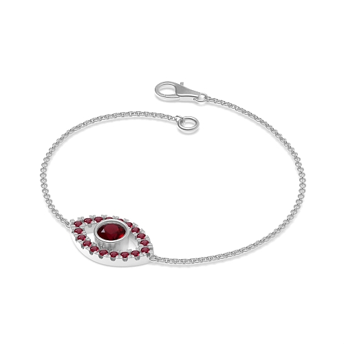 Bezel Setting Round Evil Eye Ruby Friendship Diamond Bracelets