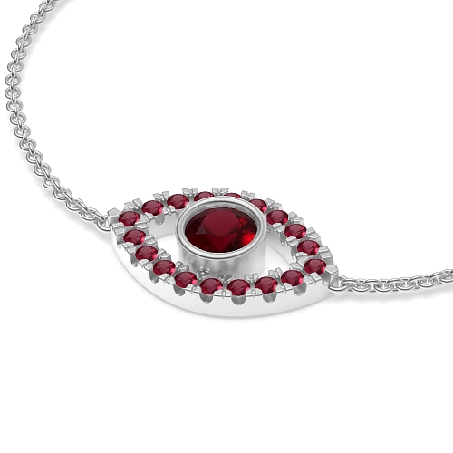Bezel Setting Round Evil Eye Ruby Friendship Diamond Bracelets