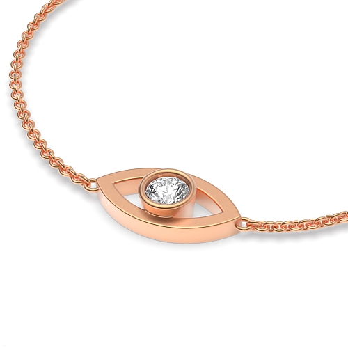 Bezel Setting Round Rose Gold Devil eye chain Diamond Bracelets
