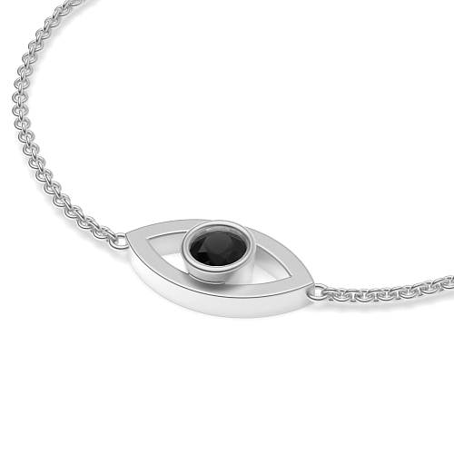 Bezel Setting Round Devil eye chain Black Delicate Diamond Bracelets