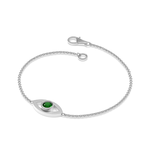 Bezel Setting Round Devil eye chain Emerald Delicate Diamond Bracelets