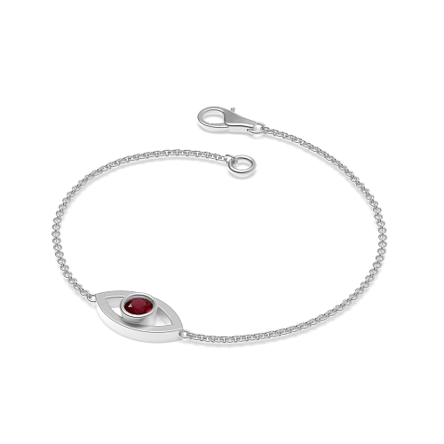 Bezel Setting Round Devil eye chain Ruby Friendship Diamond Bracelets